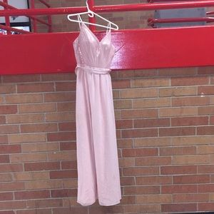 Vera Wang pastel pink long bridesmaids dress